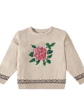 Konges Slojd carola wool pullover sweater with rose 4T
